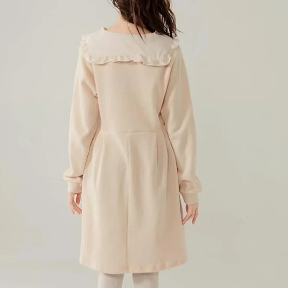 Packitcute Charming Beige Kids Dress with Ruffled Collar Girls  size Large - Picture 12 of 13